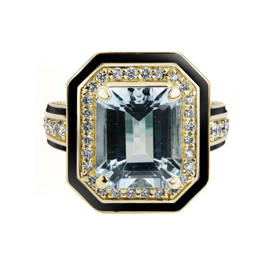 Repair - Ring - Aquamarine and Diamond (Enamel) (2390D)
