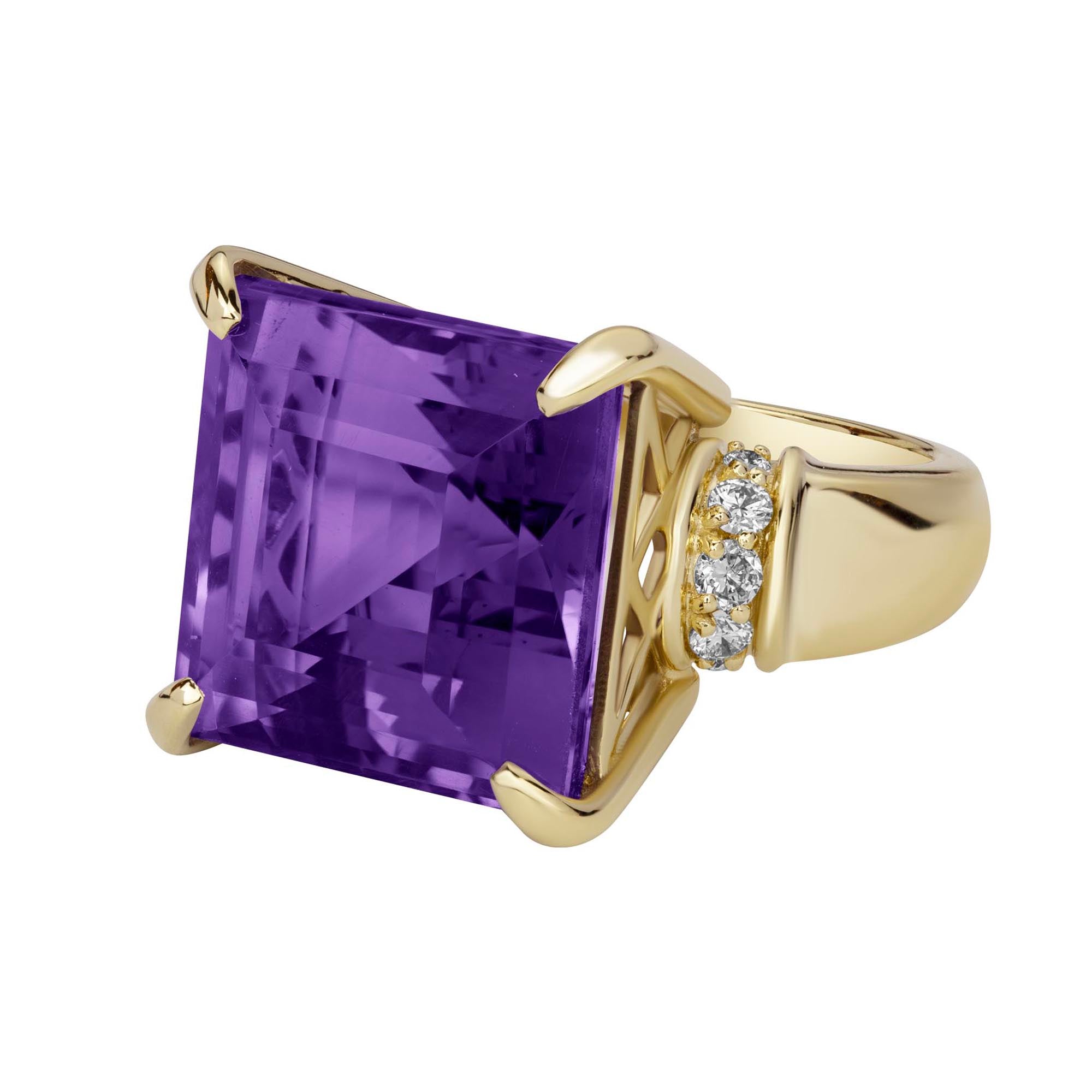 Ring - Amethyst And Diamond (2391B) | Singhvi Jewels