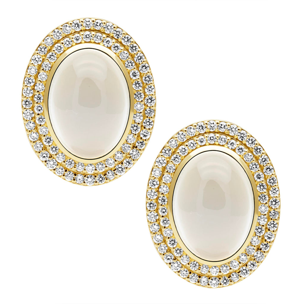 Earrings - Moonstone And Diamond
