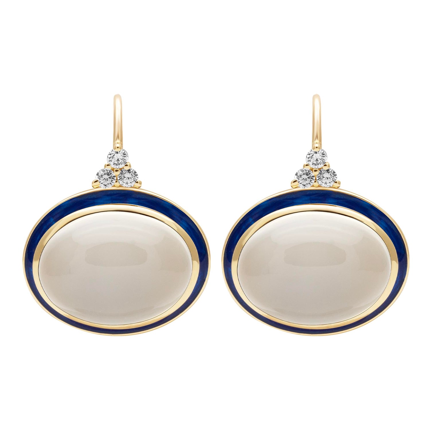 Earrings - Moonstone and Diamond (Enamel) | Singhvi Jewels