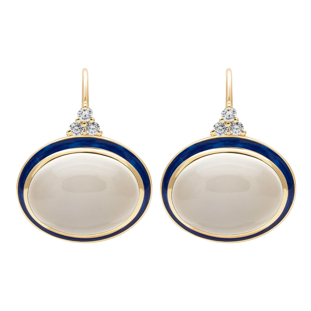 Earrings - Moonstone And Diamond (enamel)
