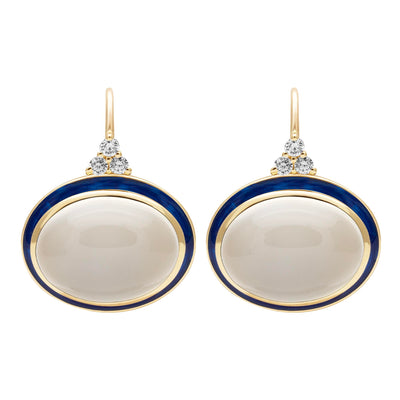 Earrings - Moonstone And Diamond (Enamel) (2398D)