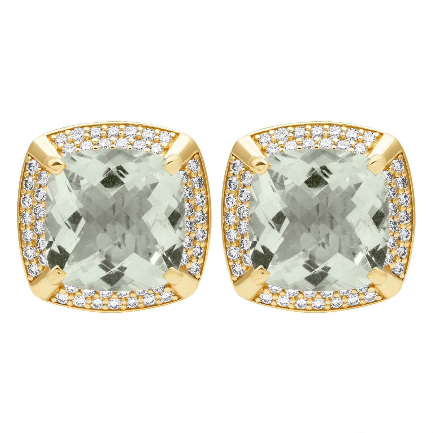 Earrings - Green Quartz And Diamond (2399F) | Singhvi Jewels