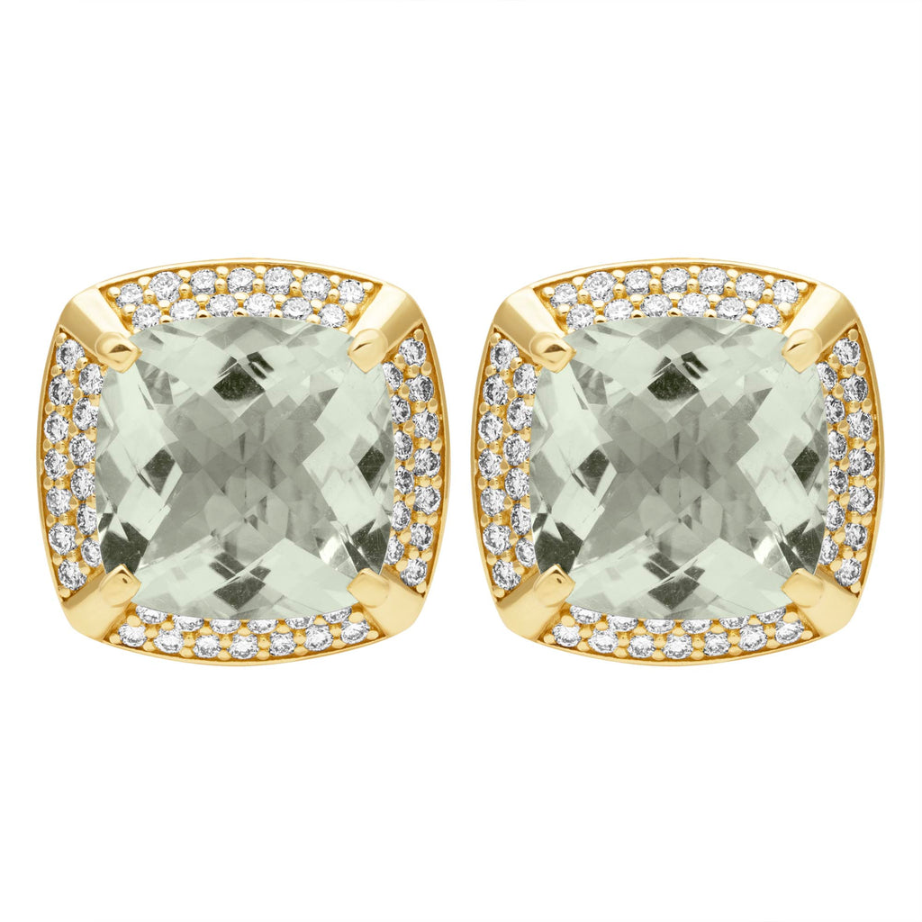 Earrings - Green Quartz And Diamond (2399F)