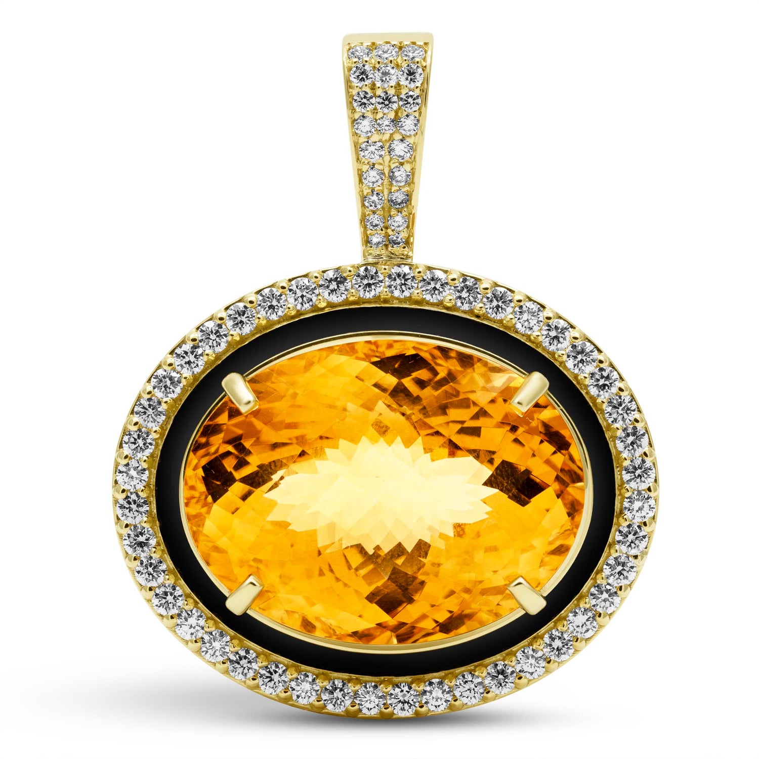 Pendant - Citrine And Diamond (Enamel) (2431E) | Singhvi Jewels