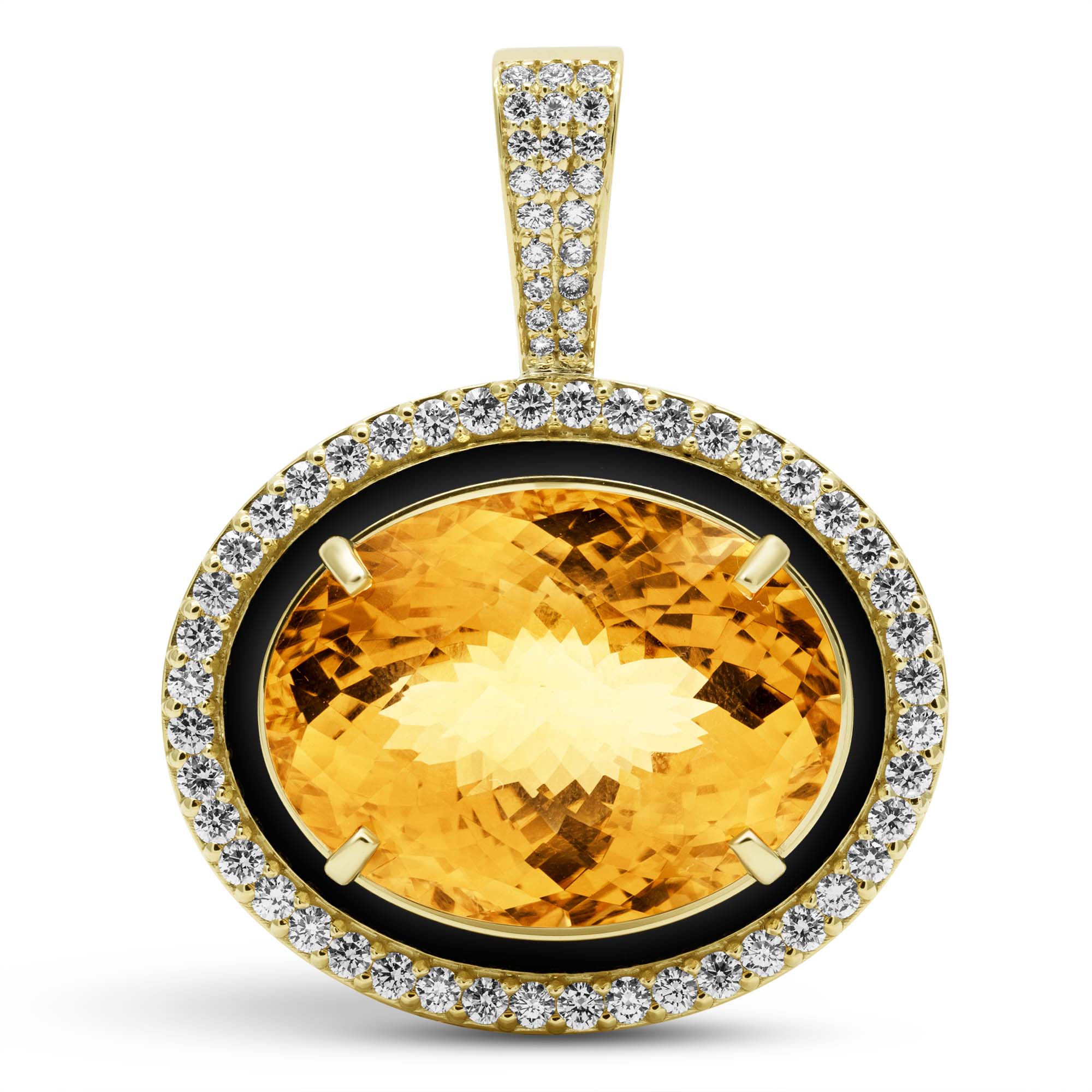 Pendant - Citrine And Diamond (Enamel) (2431E) | Singhvi Jewels