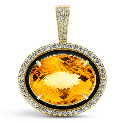 Pendant - Citrine And Diamond (Enamel) (2431E)