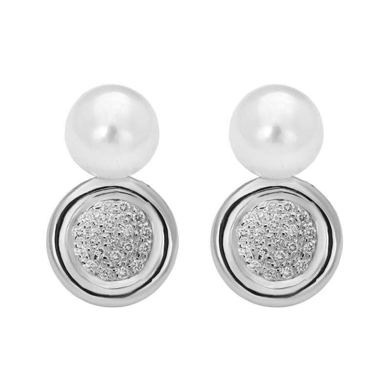 Earrings- S.s. Pearl And Diamond (241GS) | Singhvi Jewels
