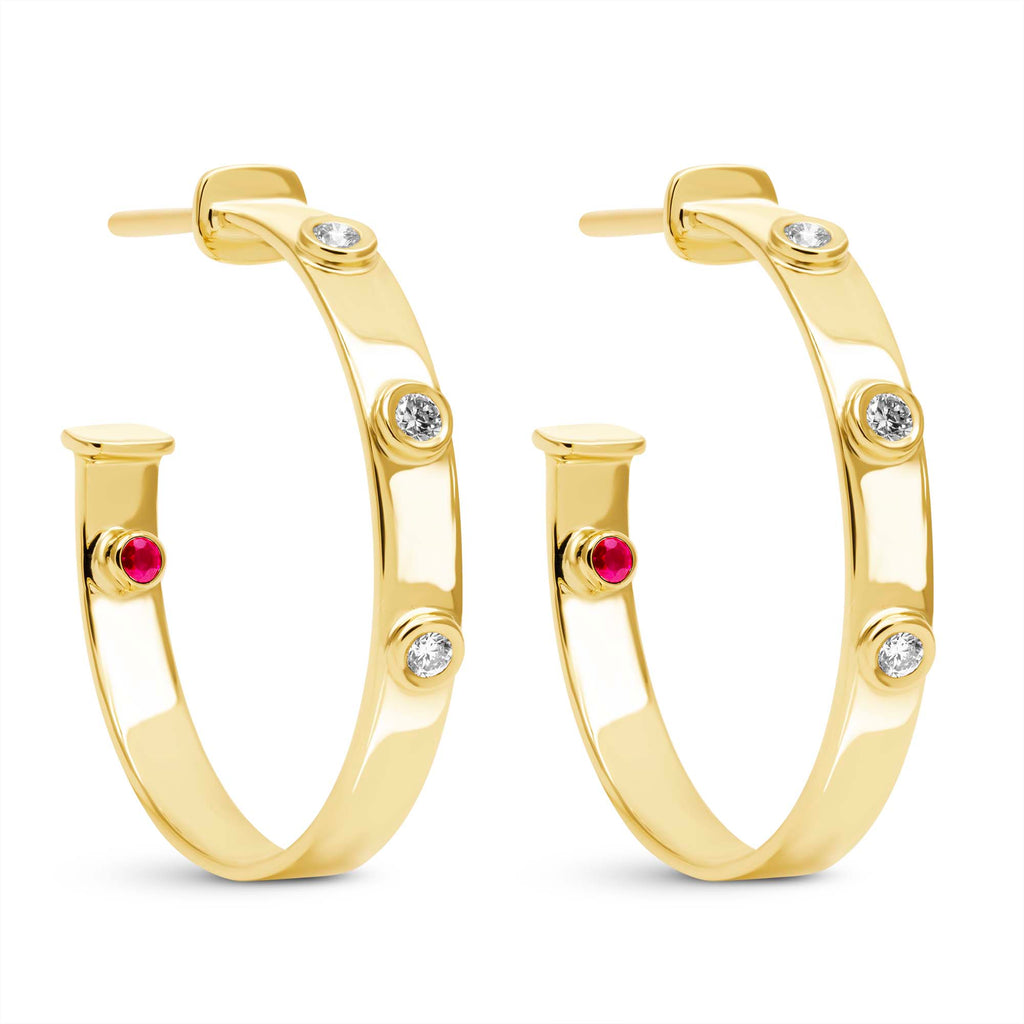 Earrings - Diamond And Ruby (2424D)
