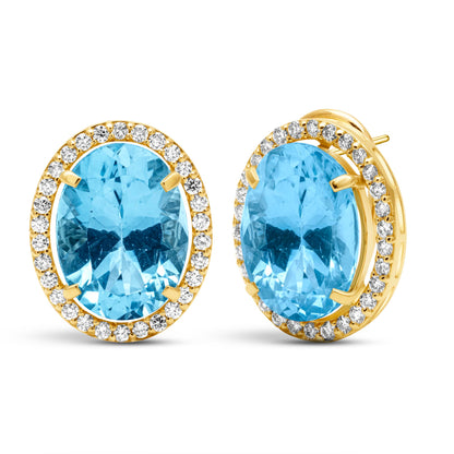 Earrings - Blue Topaz And Diamond (2437C)