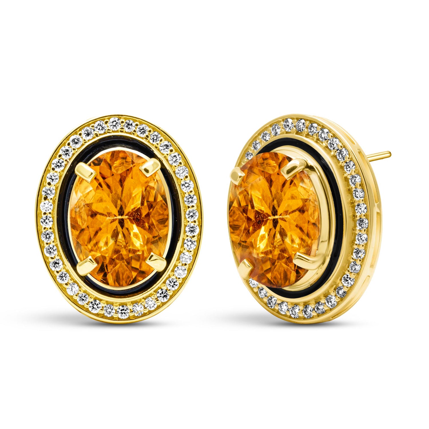 Earrings - Citrine And Diamond (Enamel) (2437D)