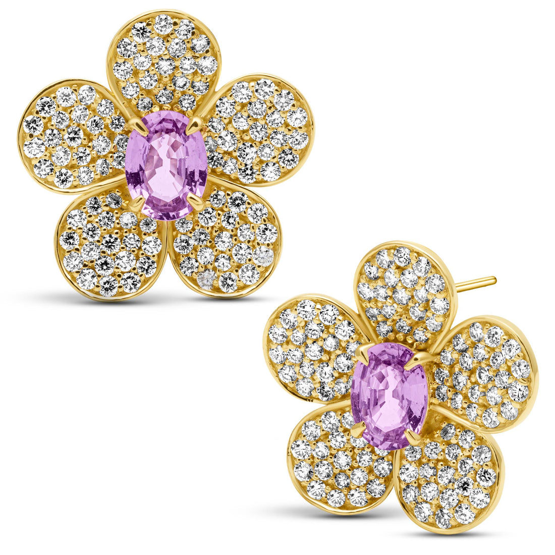 Earrings - Pink Sapphire And Diamond