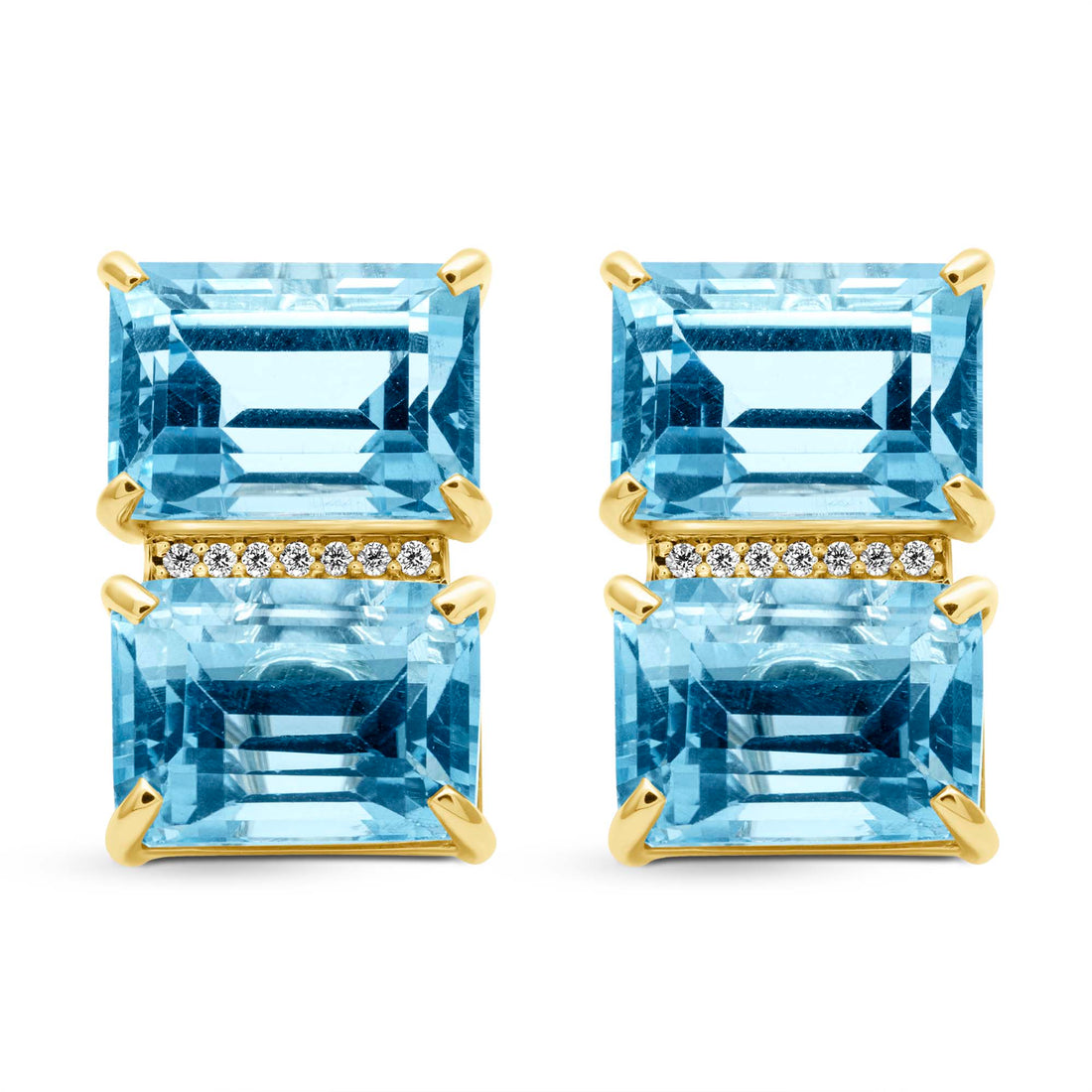 Earrings - Blue Topaz And Diamond