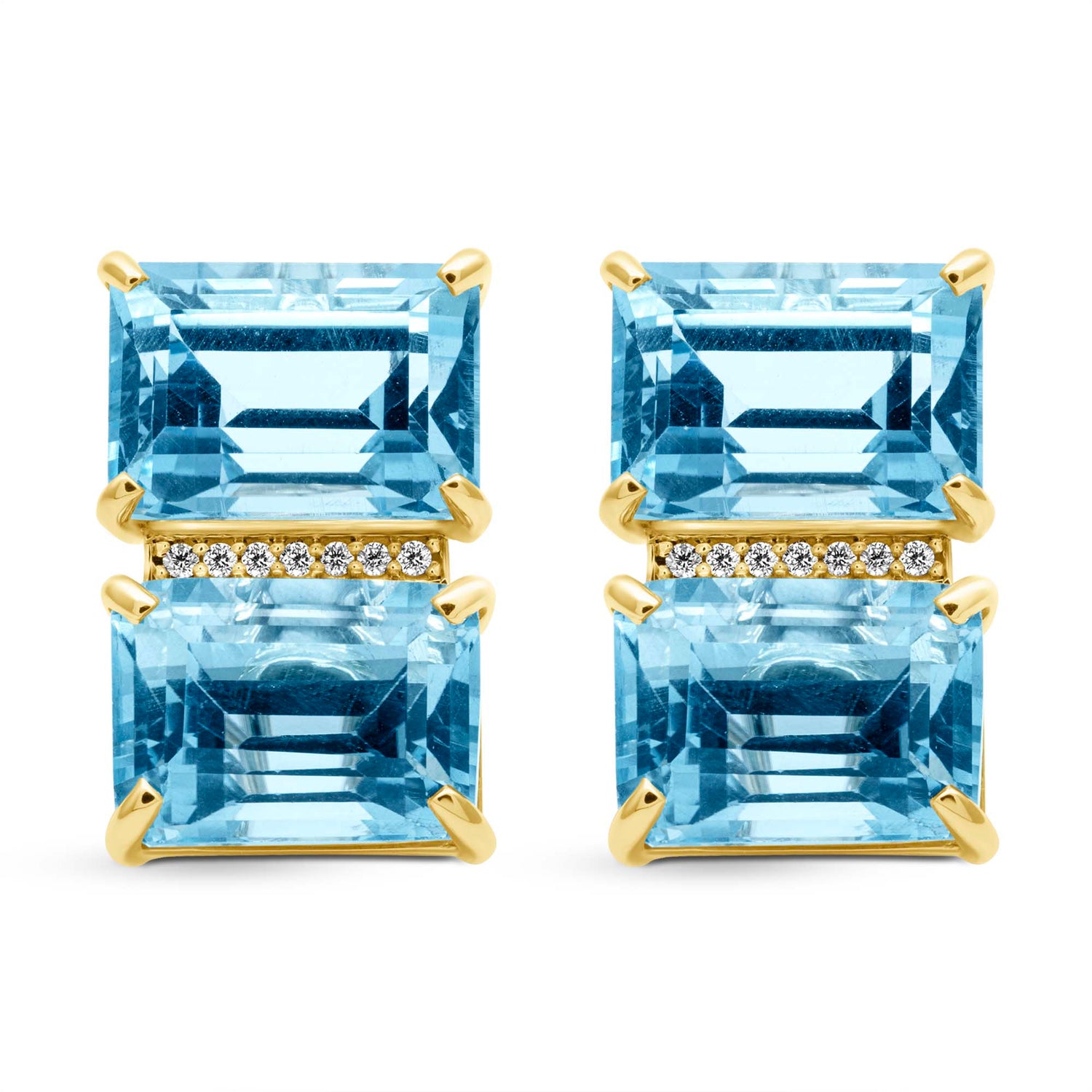 Earrings - Blue Topaz And Diamond