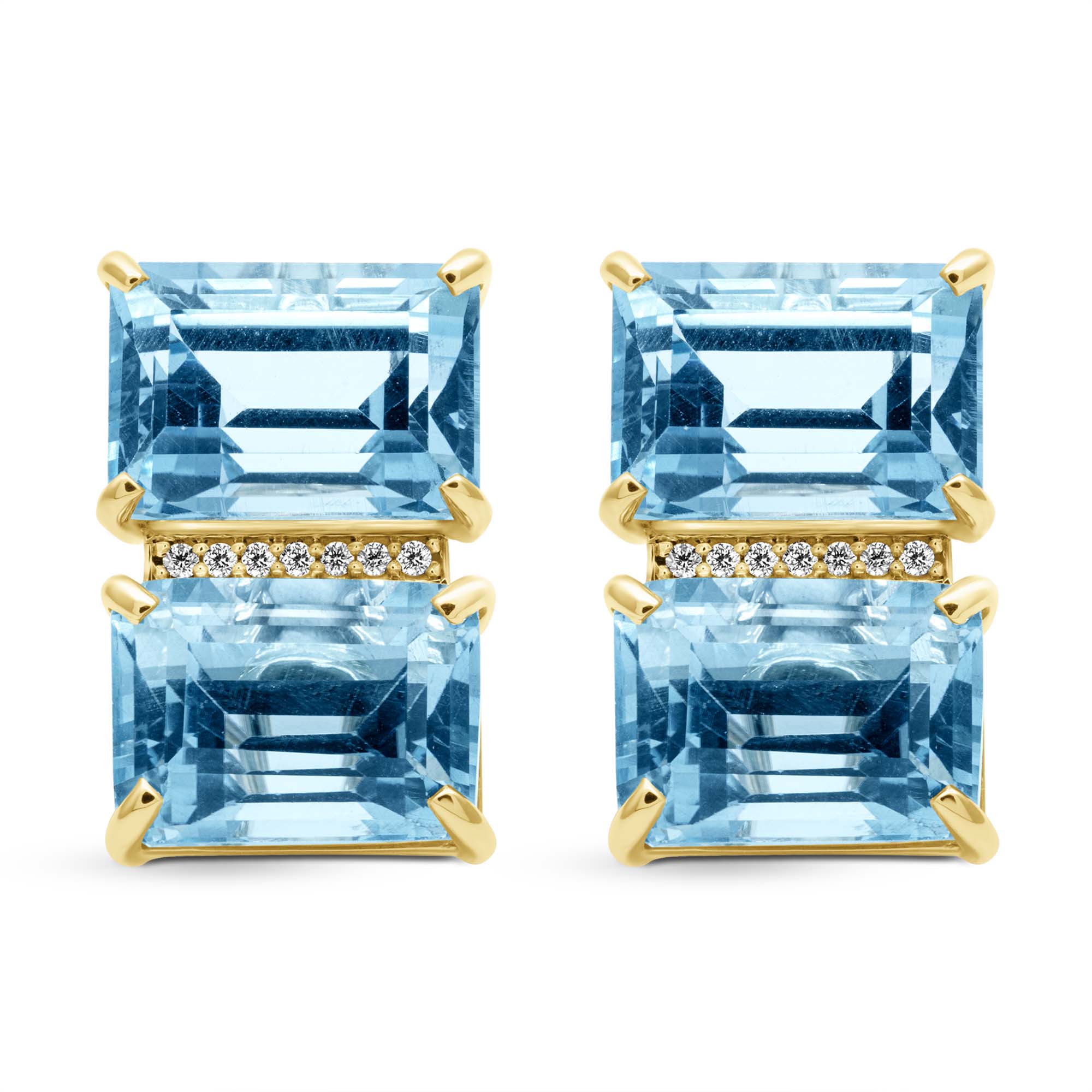 Earrings - Blue Topaz And Diamond