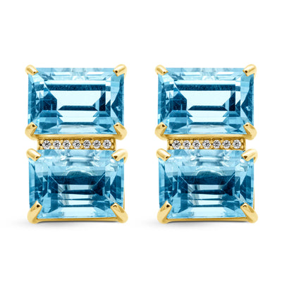 Earrings - Blue Topaz And Diamond