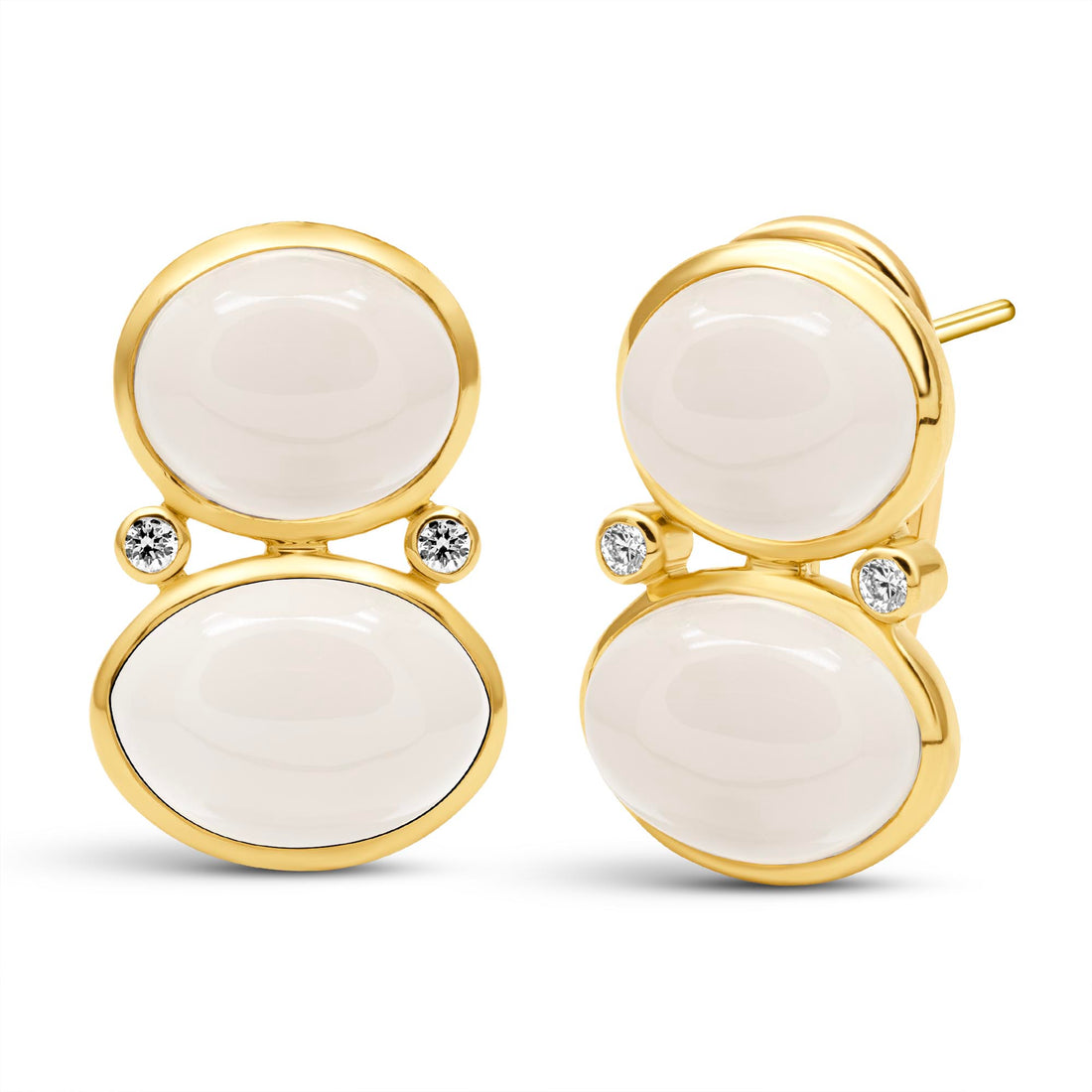 Earrings - Moonstone And Diamond
