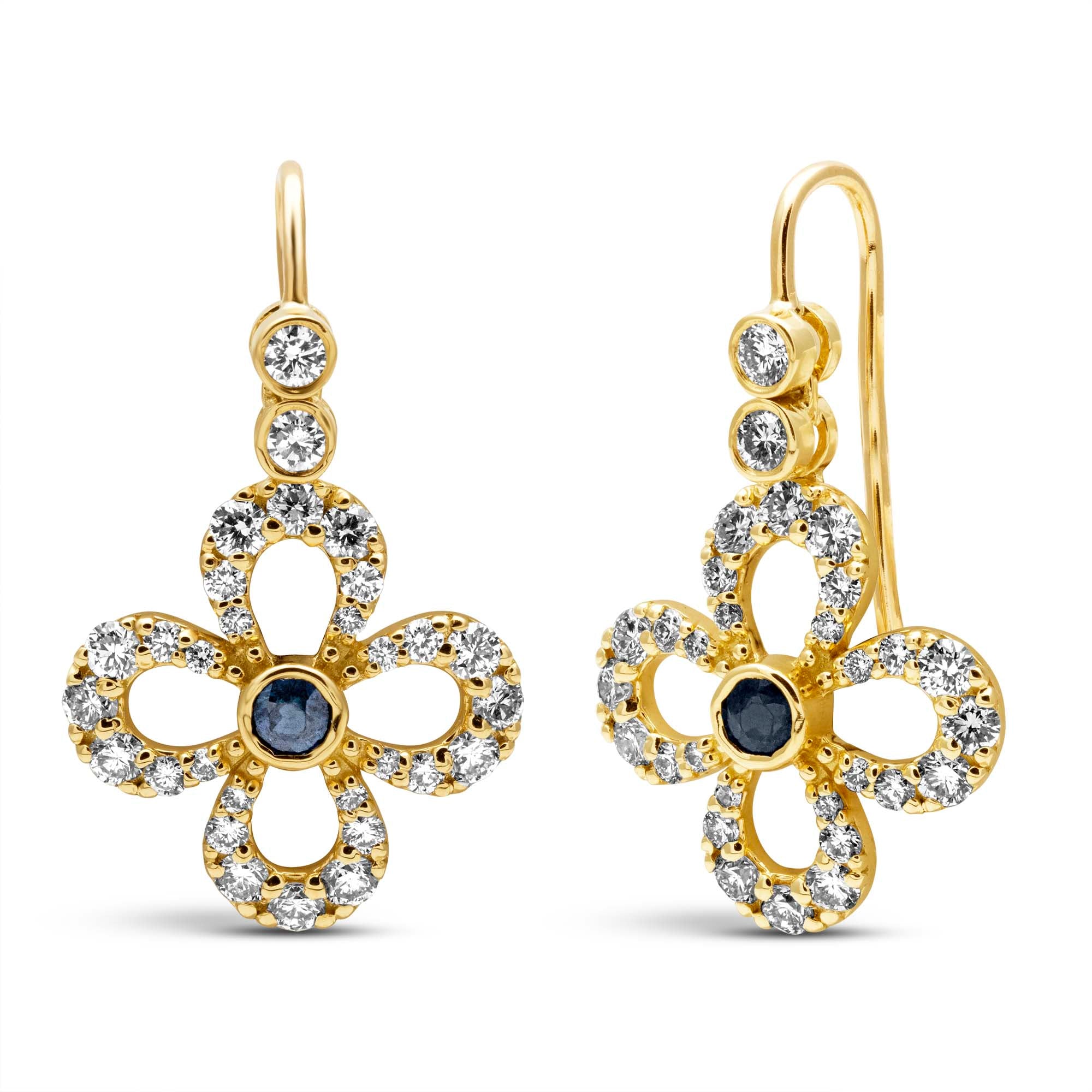 Earrings - Blue Sapphire And Diamond