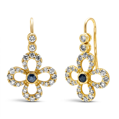 Earrings - Blue Sapphire And Diamond