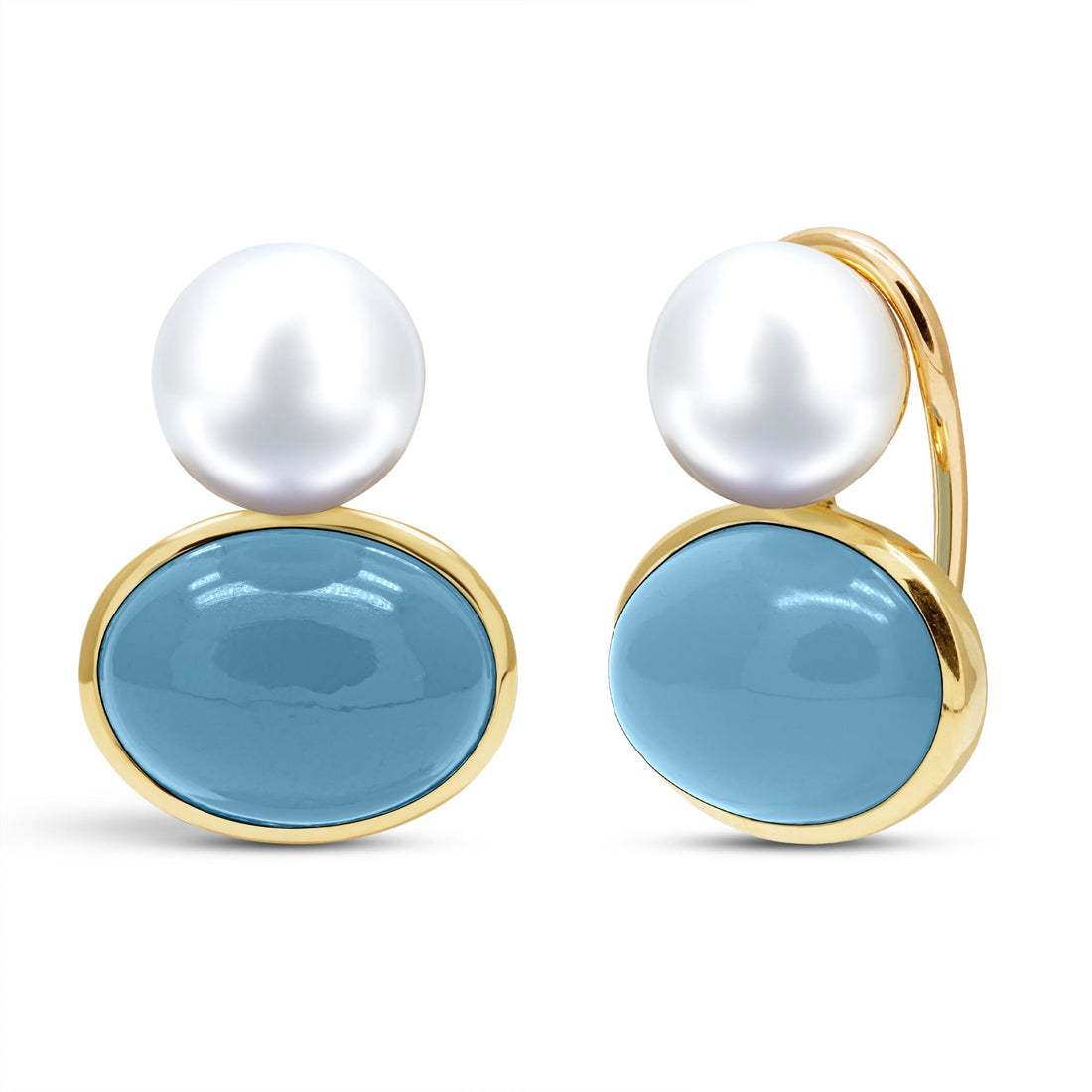 Earrings - Chalcedony And South Sea Pearl
