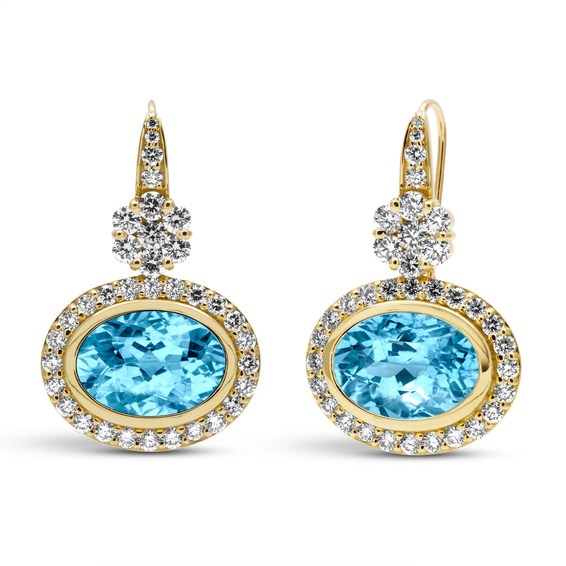 Earrings - Blue Topaz And Diamond