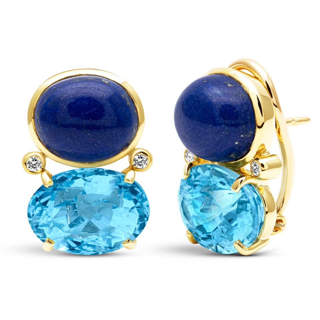 Earrings - Lapis Lazuli, Blue Topaz And Diamond