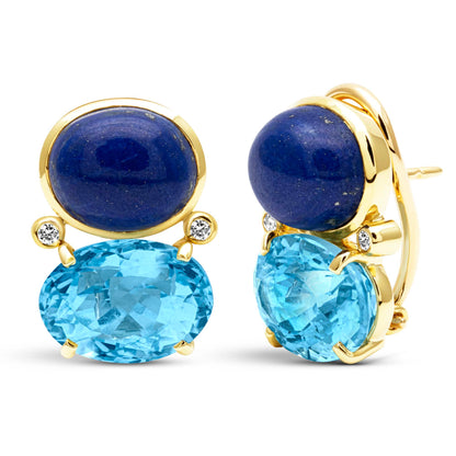 Earrings - Lapis Lazuli, Blue Topaz And Diamond