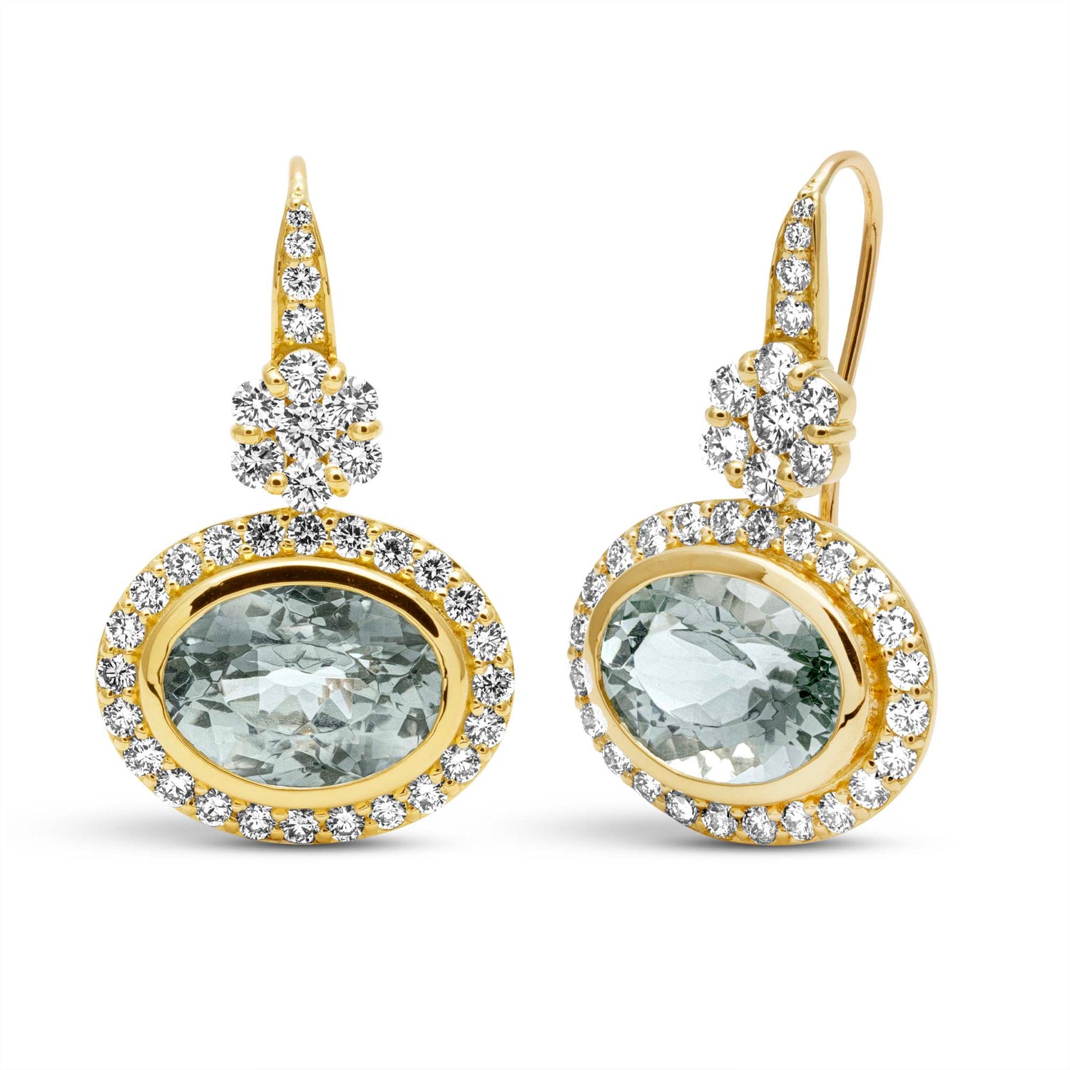 Earrings - Green Quartz And Diamond