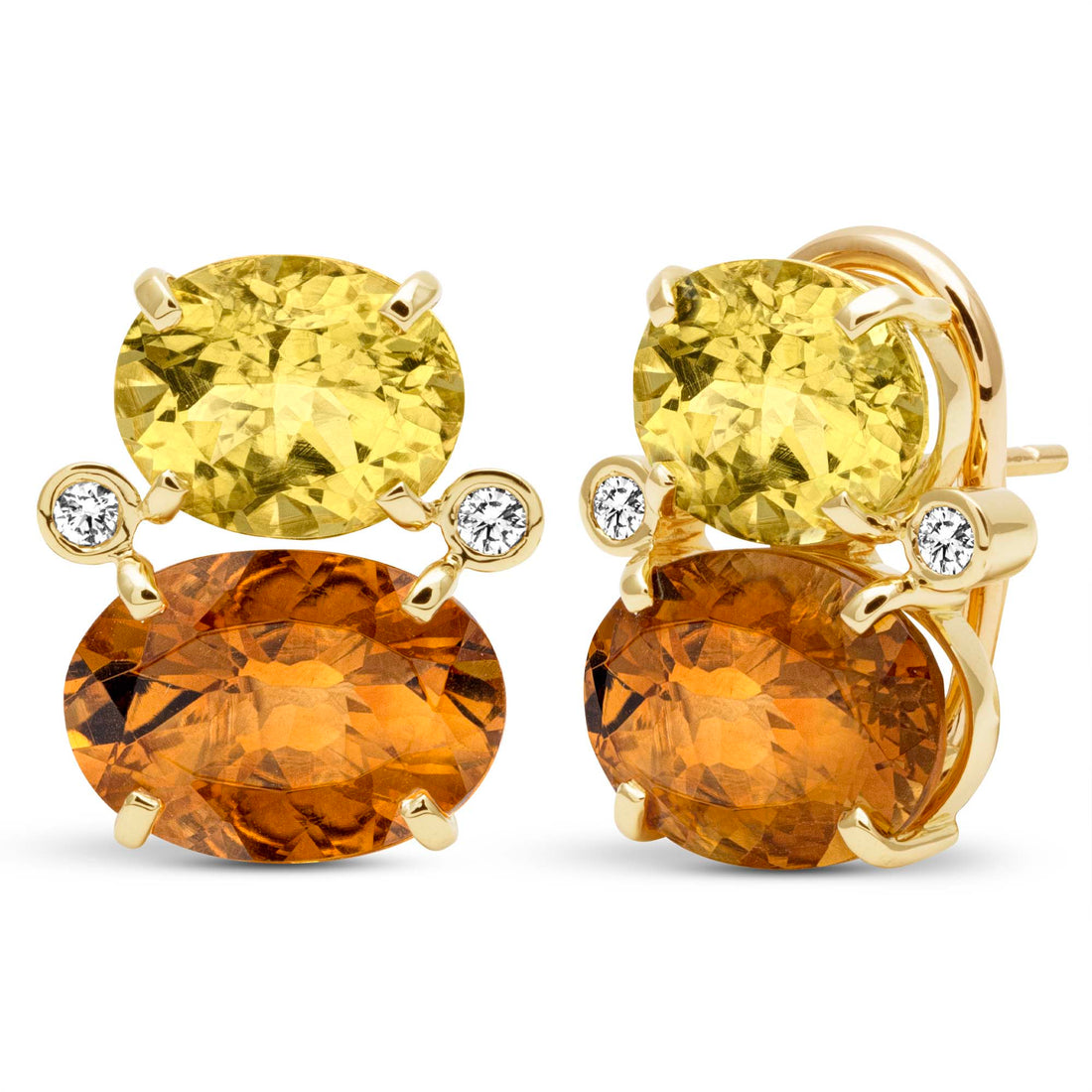 Earrings - Lemon Quartz, Citrine And Diamond