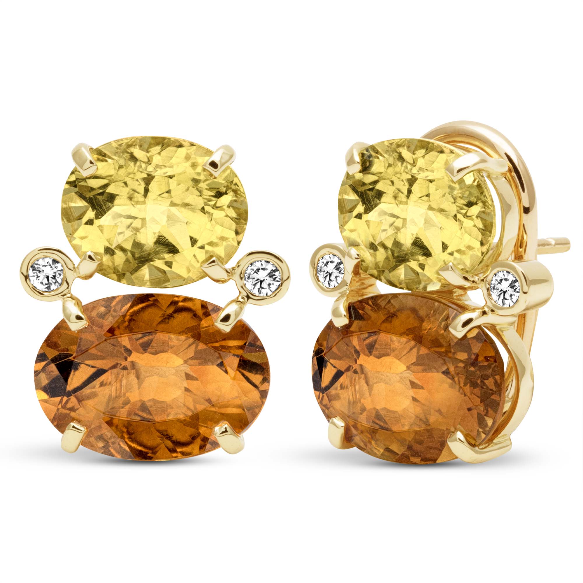 Earrings - Lemon Quartz, Citrine And Diamond