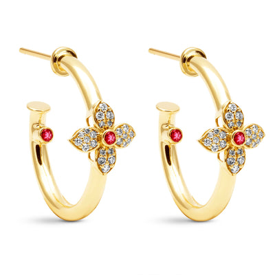 Earrings - Ruby And Diamond (2448G)