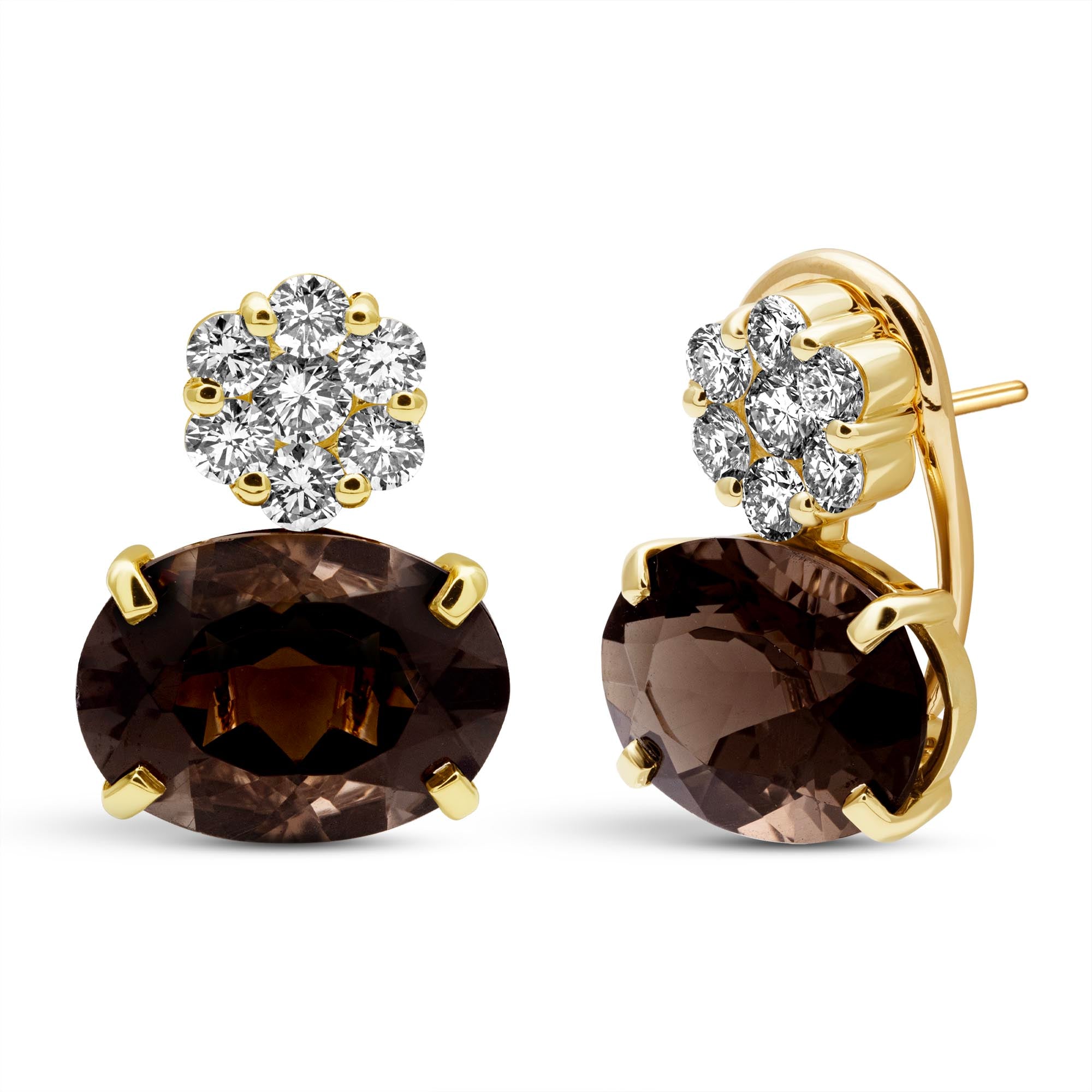 Earrings - Smoky Quartz And Diamond