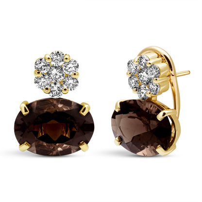 Earrings - Smoky Quartz And Diamond