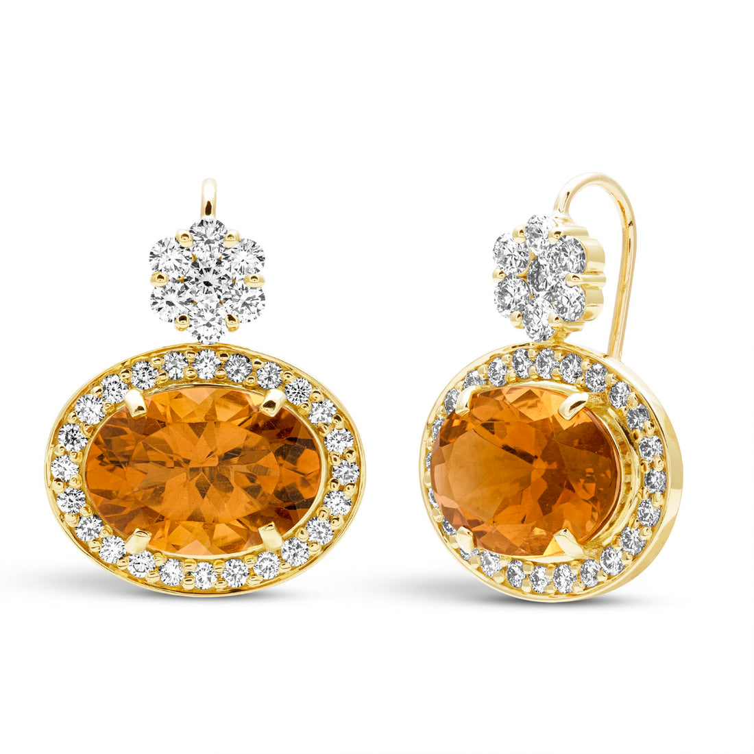 Earrings - Citrine And Diamond