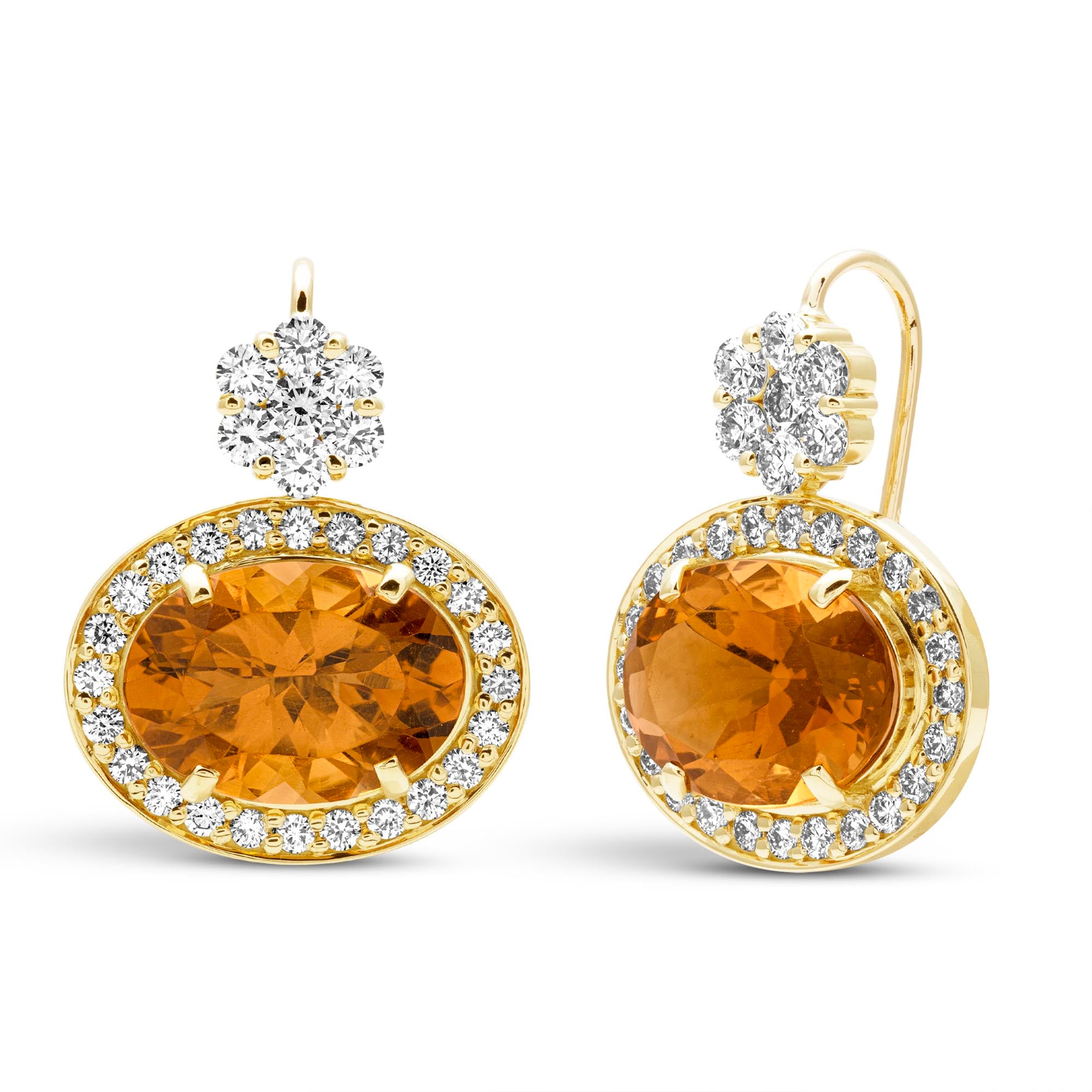 Earrings - Citrine And Diamond