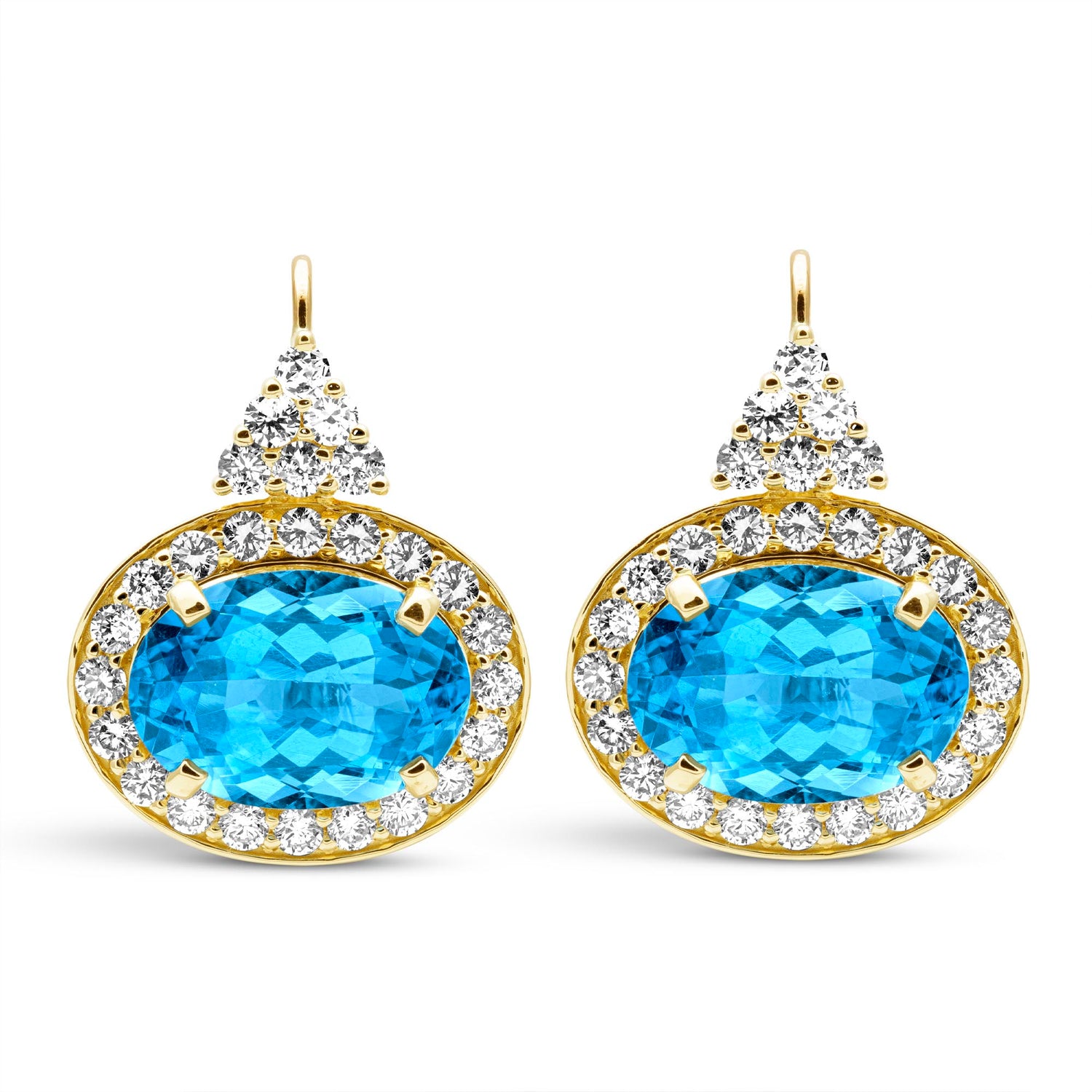 Earrings - Blue Topaz And Diamond
