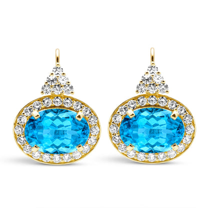 Earrings - Blue Topaz And Diamond