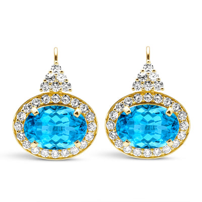 Earrings - Blue Topaz And Diamond