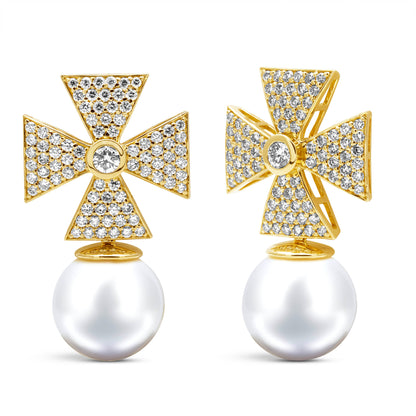 Earrings - South Sea Pearl And Diamond (2453F)