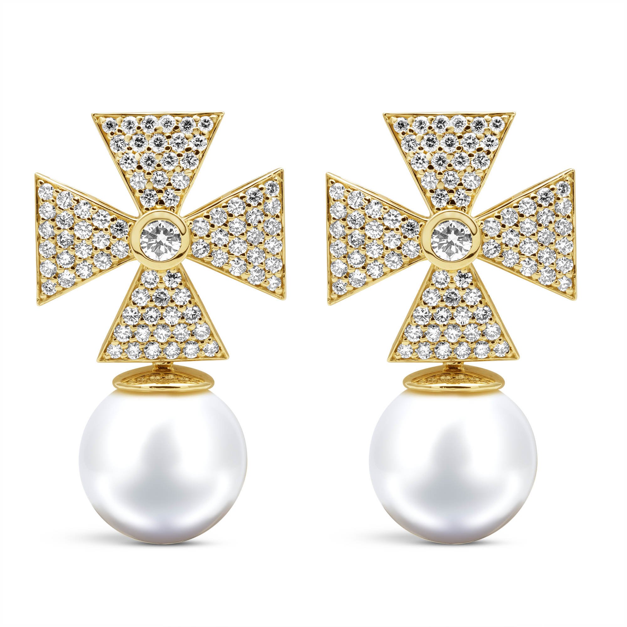 Earrings - South Sea Pearl And Diamond (2453F)