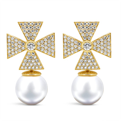 Earrings - South Sea Pearl And Diamond (2453F)