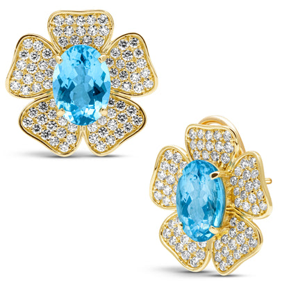 Earrings - Blue Topaz And Diamond