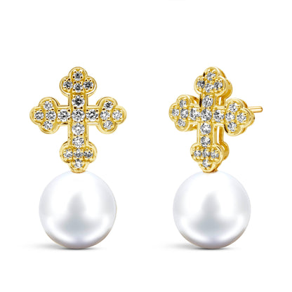 Earrings - South Sea Pearl And Diamond (2456C)