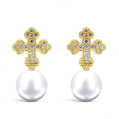 Earrings - South Sea Pearl And Diamond (2456C)