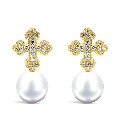 Earrings - South Sea Pearl And Diamond (2456C)