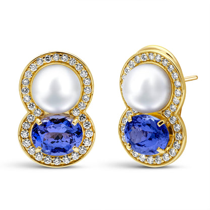 Earrings - South Sea Pearl, Tanzanite And Diamond (2456G)