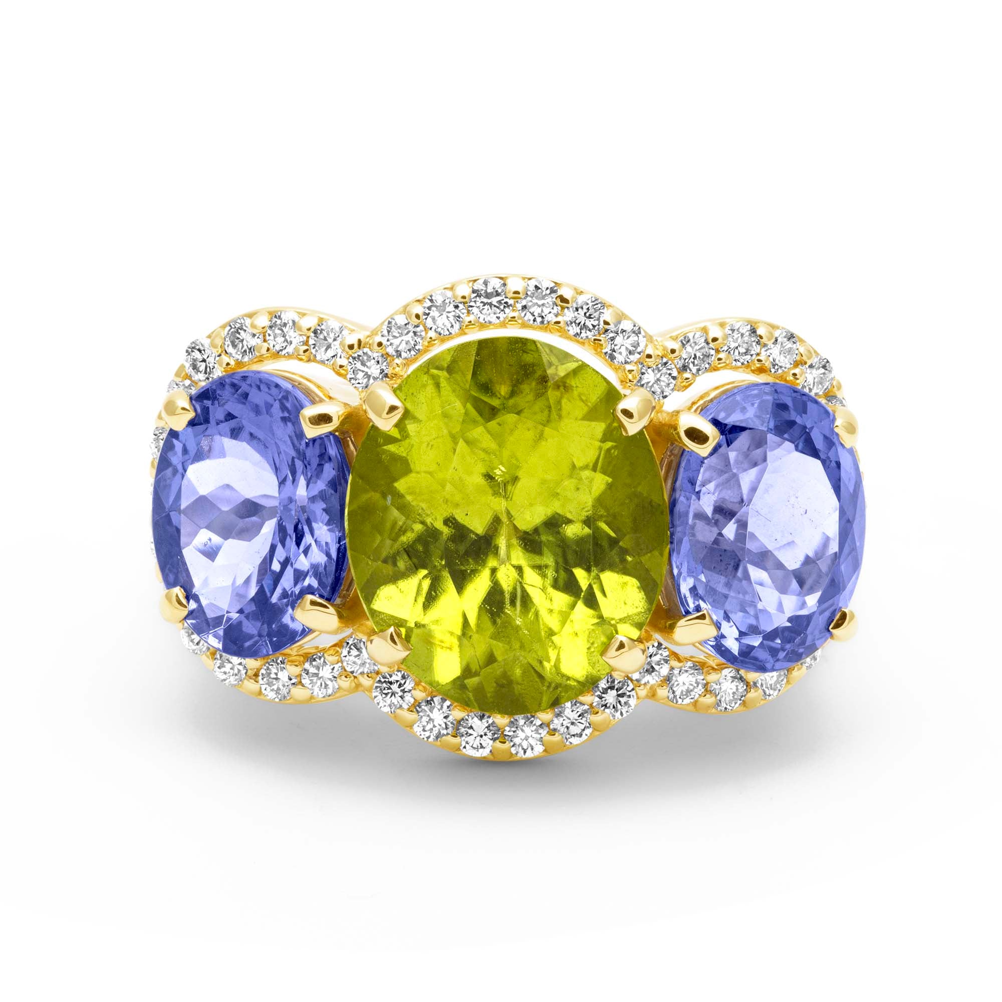 Ring - Peridot, Tanzanite And Diamond (2457J)