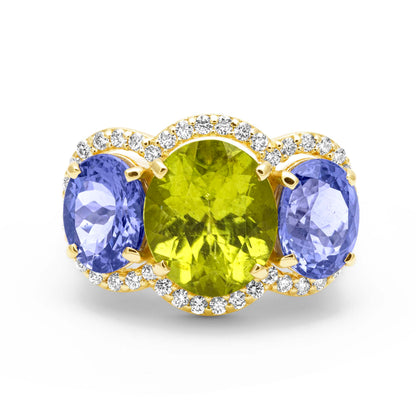Ring - Peridot, Tanzanite And Diamond (2457J)