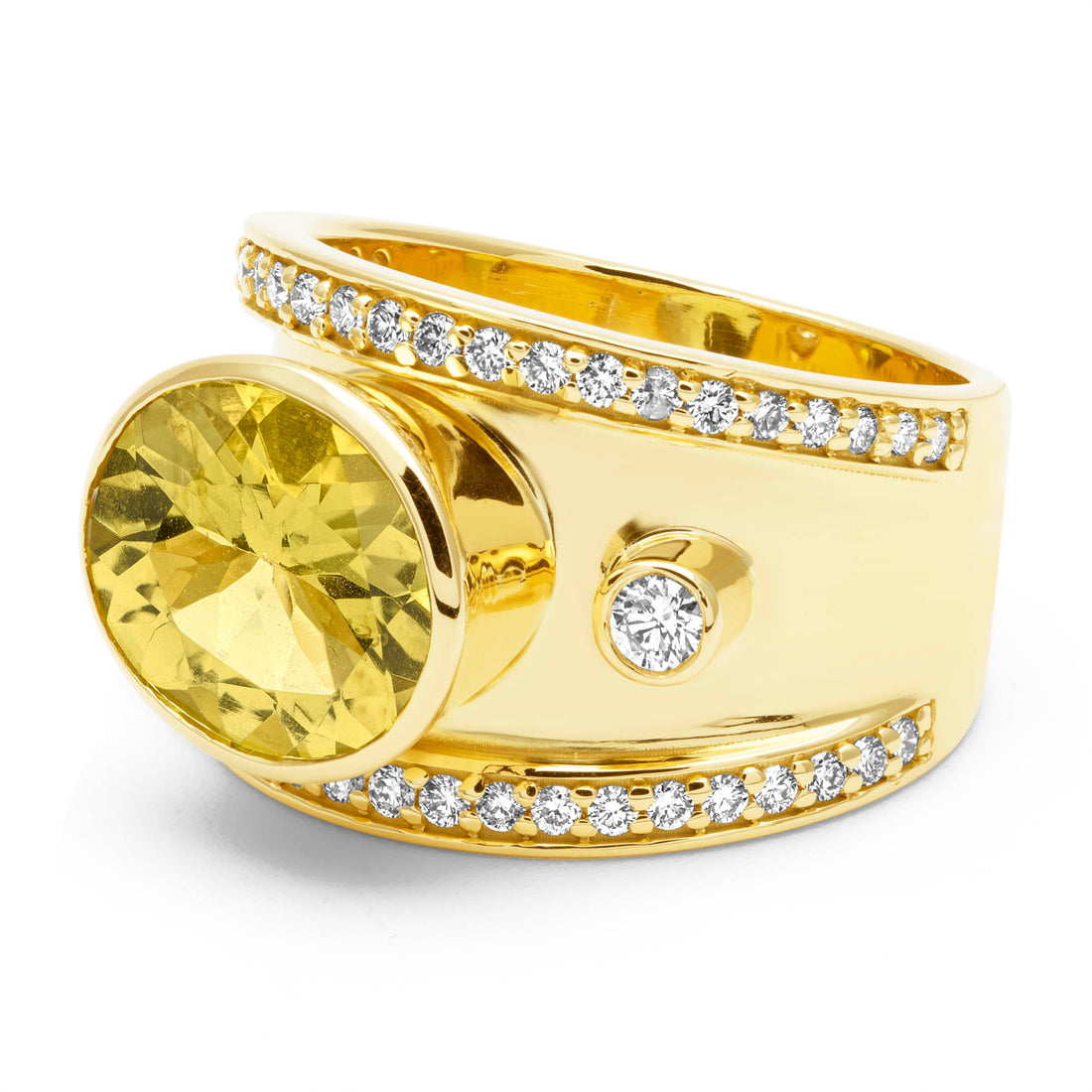 Ring - Lemon Quartz And Diamond