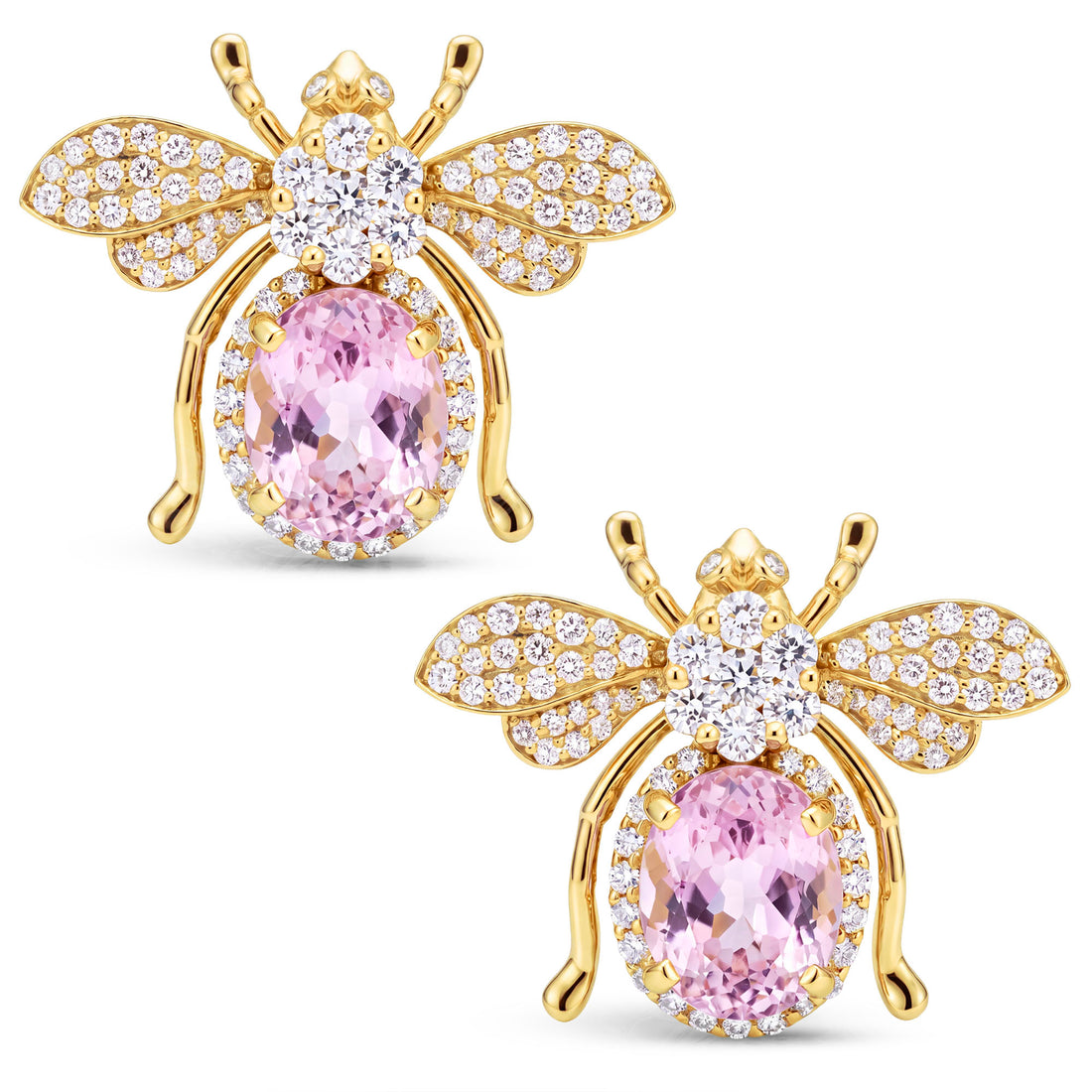 Earrings - Kunzite And Diamond